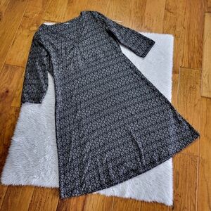 Toad & Co Rosalinda II Sheath Dress Women's XL Black Print Tencel Cotton Pockets